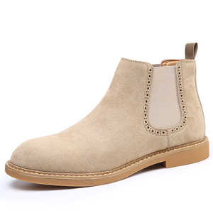 Bottes montantes décontractées en cuir véritable pour hommes, style Derby rétro, avec broguage à bout brosse et détails Wingtip, pour un look semi-formel professionnel - Product Image 6