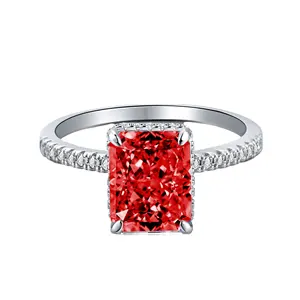结婚戒指钻石订婚承诺永恒戒指纯银精品8A立方氧化锆辐射切割时尚饰品