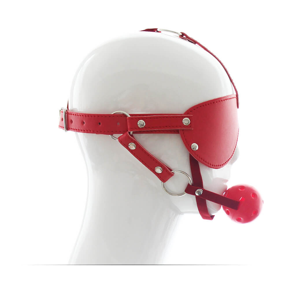 bdsm motorcycle helmet Leather Head Harness Mask with Open Mouth Gag Ball Mouth Ball Slaves Bondage Adjustable Cosplay Sex Toys : Health & Household Leather Sensory Deprivation Mask BDSM