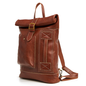 Mochila personalizada de cuero curtido vegetal genuino para hombres de alta calidad Mochila escolar de moda de estilo vintage con cierre de cremallera - Product Image 2