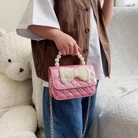 Monedero Clásico de Moda para Niña, Bolso de Mano de Tweed y PU, Cartera Infantil, Mini Monedero Bonito de Princesa, Bolsa de Dinero para Niños, Bolso de Hombro con Cadena para Bebé, Portátil