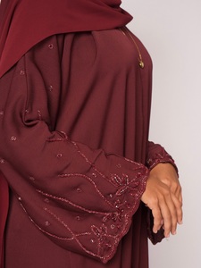 Abaya longue à manches évasées avec broderie personnalisée Loriya, robe modeste pour femmes musulmanes, style Dubaï, mode islamique - Product Image 4