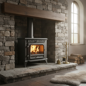 Cheminée <span class=keywords><strong>à</strong></span> <span class=keywords><strong>bois</strong></span> autoportante <span class=keywords><strong>à</strong></span> grande capacité de chauffage, structure en fonte, performances optimales pour villa et maison - Product Image 4