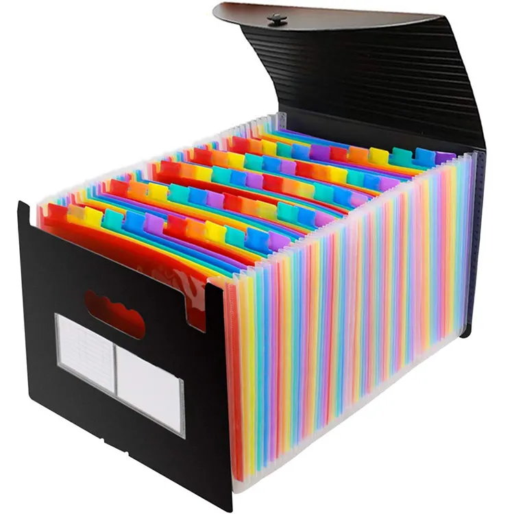 Pockets A4 Accordion File Organizer/multicolor Portable Expanding Wallets/ Large Capacity Plastic Bag With Colored Tab