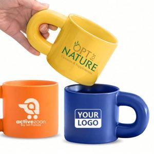 Taza de Café con Logotipo Pangpang, Asa Gruesa con Grabado de Fotos, Estilo Ins, Tazas de Cerámica Personalizadas para Beber - Product Image 1
