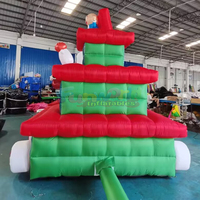 Décoration de Noël gonflable extérieure : Père Noël au volant d'un train pour pelouse et jardin, publicité gonflable de Noël