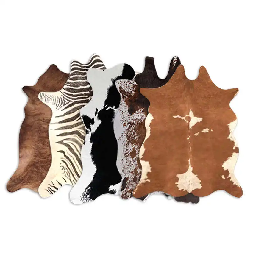 High Click Non-Slip Cow Hide Washable Fur Rugs New Design Soft Carpets Mats Printed Cowhide Rug For Bedroom