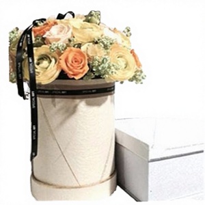 Luxury Cylinder Rigid Paperboard Box UV Coating Varnishing Embossing Matt Lamination Recyclable Flower Packing Customizable Made - Product Image 3