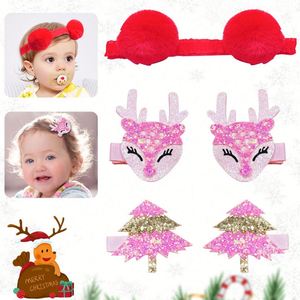 20817 YOKIKIDS Barrette à cheveux Noël style doux avec nœud et motif bois de cerf, pince BB avec sequins en cristal de 10 cm, accessoire de coiffure pour filles - Product Image 4