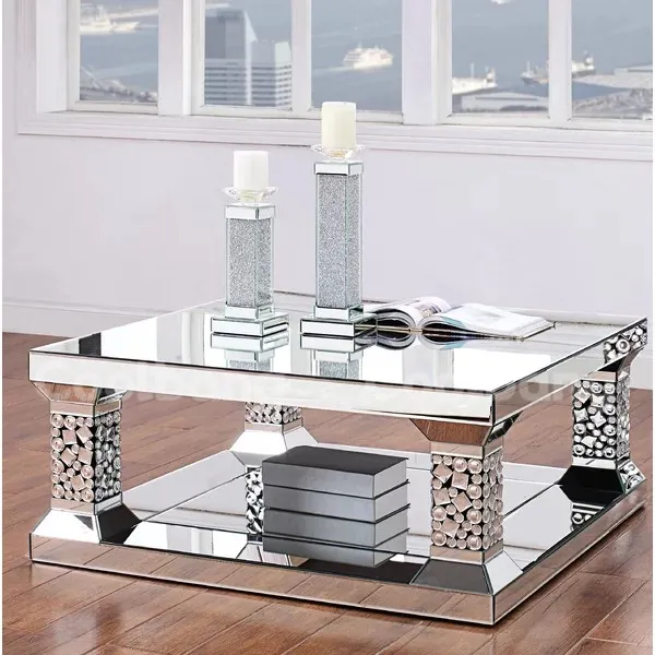 독특한 크리스탈 디자인 거실 가구 세트 미러 커피 테이블