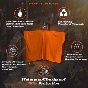 Échantillon Gratuit Poncho de Pluie d'Urgence Isotherme avec Doublure en Mylar Couvertures de Survie pour Voiture Imperméables et Robustes - Product Image 2