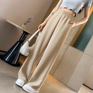 מכנסיים מחויטים לנשים, קיץ 2025, מבד משי קרח דק, גזרה רחבה, מותן גבוה, גזרה משוחררת, קז'ואל, מחמיא, גזרה ישרה - Product Image 4