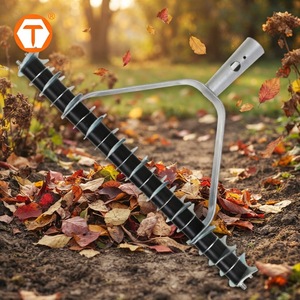 Scarificateur de jardin gris à 21 dents pour <span class=keywords><strong>pelouse</strong></span> 45 #   Râteau en acier avec manche ergonomique - Product Image 1