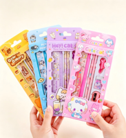 Ensemble de papeterie pour enfants 6 en 1, crayon, règle, gomme, taille-crayon, stylo à prise ergonomique, ensemble de stylos mignons, cadeau scolaire pour enfants, kit cadeau promotionnel