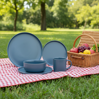 Service de table en céramique classique gris simple Guangda |   Assiettes et tasses en grès |   Compatible four/micro-ondes/lave-vaisselle |   Conception écologique