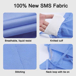 ชุดคลุมผ่าตัดแบบใช้แล้วทิ้ง ผ้า SMS ชุดป้องกันทางการแพทย์ ชุดป้องกันการติดเชื้อทางการแพทย์ ชุดกันน้ำเคลือบสำหรับการป้องกันทางการแพทย์ - Product Image 2