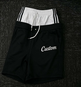 Custom Logo 320G Heavyweight Double <b>Layer</b> Waist Shorts Vintage Streetwear Patchwork Shorts - Product Image 2