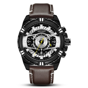 Reloj cronógrafo multifuncional para hombre, reloj de pulsera deportivo e informal de cuero genuino con movimiento de cuarzo. - Product Image 5