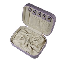 LG7282 Nouvelle boîte à bijoux de voyage design rectangulaire en cuir PU, étui pour collier et bagues avec poche élastique, boîte cadeau de luxe pour bijoux