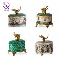 Laiton classique avec porcelaine main Art ovale boîte à bijoux chambre commode boîte de rangement pour fille enfants autre décoration de la maison