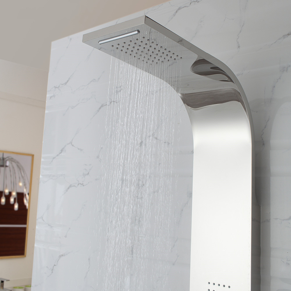 High Quality Bathroom Shower Design Polished Mirror 304 Stainless Steel Shower Panel With Top Waterfall