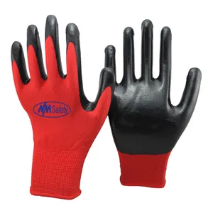 NMSAFETY Factory Direct Supply Thin Work Gloves Palm Coated Gloves Nitrile Coated Gloves