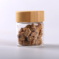 Toples bumbu kaca borosilikat 60ml, toples bumbu dapur mewah atas bambu untuk makanan dan cetak Logo