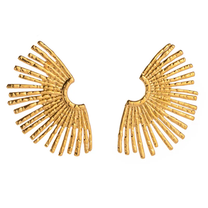 IG Style 304 Acero inoxidable Simple Sector Plating 1 par Pendientes de tuerca de moda - Product Image 5