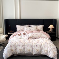 Produsen Grosir Eropa Amerika Set Sprei Empat Potong Motif Bunga Tanaman Cetak, Menyerap Kelembapan, Bernapas