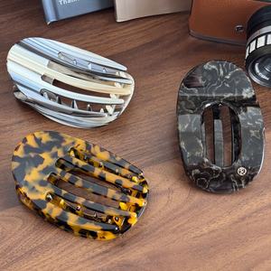 Pince à cheveux plate en acétate haut de gamme <span class=keywords><strong>style</strong></span> rétro français pour <span class=keywords><strong>coiffure</strong></span> arrière, grande pince bec de canard, accessoire pour chignon - Product Image 2