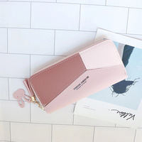Dompet tempat kartu genggam wanita, dompet panjang kulit Pu mewah untuk wanita