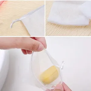 Sac à savon en nylon double couche avec cordon de serrage, filet exfoliant pour le corps et le visage, générateur de mousse naturelle pour le soin de la peau - Product Image 5