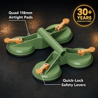 Lève-verre professionnel à quatre têtes, cadre en H, corps en plastique avec patins en caoutchouc quadruples pour la manutention des dalles de pierre