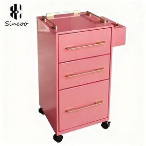 Salon Hairdressing pink Hair Cutting <b>Cart</b> with Hair Dryer Holder, Customizable Color and Size with Drawer <b>Trolley</b> - Product Image 6