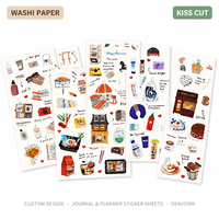 Feuilles d'autocollants décoratifs personnalisés en papier Washi prédécoupés pour journal, agenda, scrapbooking et loisirs créatifs