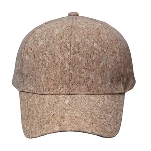 Eco Friendly Sustainable Recycled Cork Wooden Material 6 Panel Structured Curved Brim Sports Baseball Caps With Custom Logo
