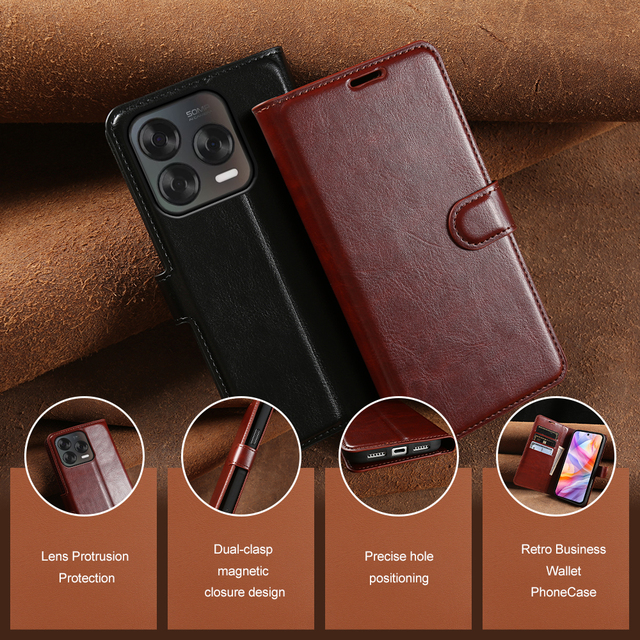 Crazy Horse Flip PU Case Card Holder Stand Cover For ZTE Blade V80/V70/V60/A76/A75/A73/A55/A36e nubia Z70/Z60/Z50/S2 Series