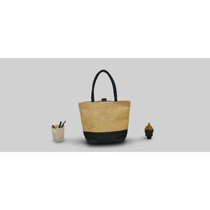 Sac cabas en jute avec poignée rembourrée tressée, prix abordable, produit de haute qualité, fabriqué en Inde, noir et naturel - Product Image 4