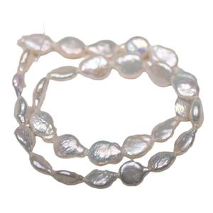 Perles d'eau douce naturelles blanches d'environ 10-11 mm, forte luminosité, forme baroque, gouttelettes d'eau, perle semi-finie - Product Image 5