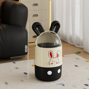 <span class=keywords><strong>Poubelle</strong></span> en plastique de dessin animé en gros avec couvercles, pratique et polyvalente, avec <span class=keywords><strong>un</strong></span> design de lapin pour la chambre <span class=keywords><strong>à</strong></span> coucher, le salon, avec roulettes - Product Image 1