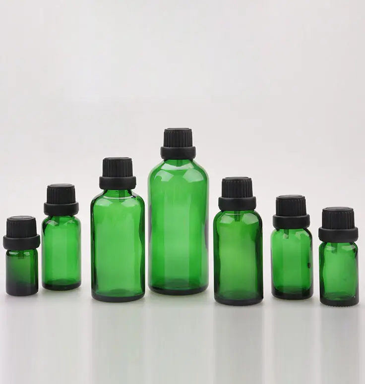 10 мл 30 мл 50 мл 100 мл прозрачная сине-зеленая Янтарная стеклянная бутылка для эфирного масла с защитным колпачком и редуктором отверстия