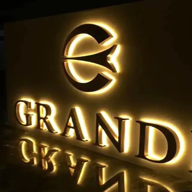 Custom logo 3d in metallo lettera led segno di luce personalizzato a led lettera retroilluminata segno commerciale in acciaio inox led cartello