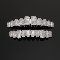 Hip Hop Simulé Diamant Dents Grilles 10 Dents Haut Bas Grilles Dentaire Bouche Punk Dent Caps Cosplay Rappeur Bijoux