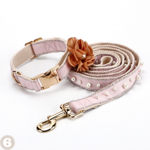 Collier et laisse personnalisés en dentelle beige <span class=keywords><strong>pour</strong></span> <span class=keywords><strong>chien</strong></span> et chat, <span class=keywords><strong>harnais</strong></span> en polyester floral de style H - Durable, <span class=keywords><strong>petit</strong></span>/moyen/grand - Product Image 6