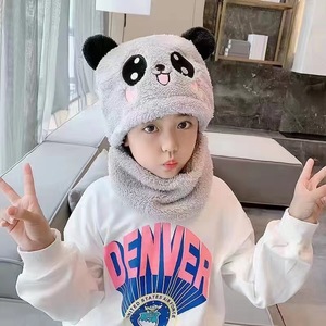 New Autumn <b>and</b> Winter Cute Children Cartoon <b>Scarf</b> <b>Hat</b> One-piece Double Fleece Warmth Boy Girl Child Adult Parent-child Baby <b>Hat</b> - Product Image 3