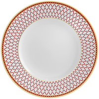 Service d'assiettes de luxe en porcelaine fine rouge avec bord doré et motif géométrique, assiettes de présentation pour décoration de table de mariage et de banquet