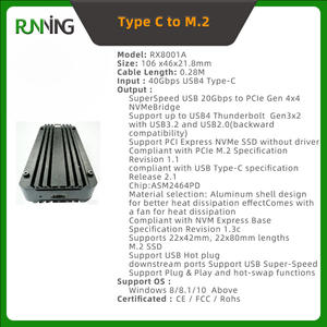 ประเภท-C ถึง M.2 NVMe SSD Enclosure, USB4 Thunderbolt 3, 40Gbps, Gen4x4 PCIe USB3.2, Plug & Play - Product Image 3