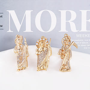 Joyería Religiosa de Oro Laminado de 18k Chapado en Oro con Circón Colgante Católico de la Santa Muerte y Dijes de San Judas Tadeo - Product Image 2