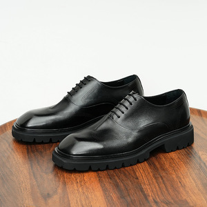 Chaussures Oxford marron à bout pointu en cuir véritable, à lacets, pour le travail, toutes saisons, semelle extérieure en caoutchouc, livraison directe - Product Image 4