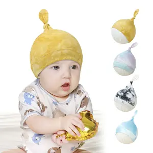Детские шапки, мягкая хлопковая Регулируемая шапка для новорожденных, шапка с узелком для детей старшего возраста, шапки для мальчиков и девочек, детская шапка